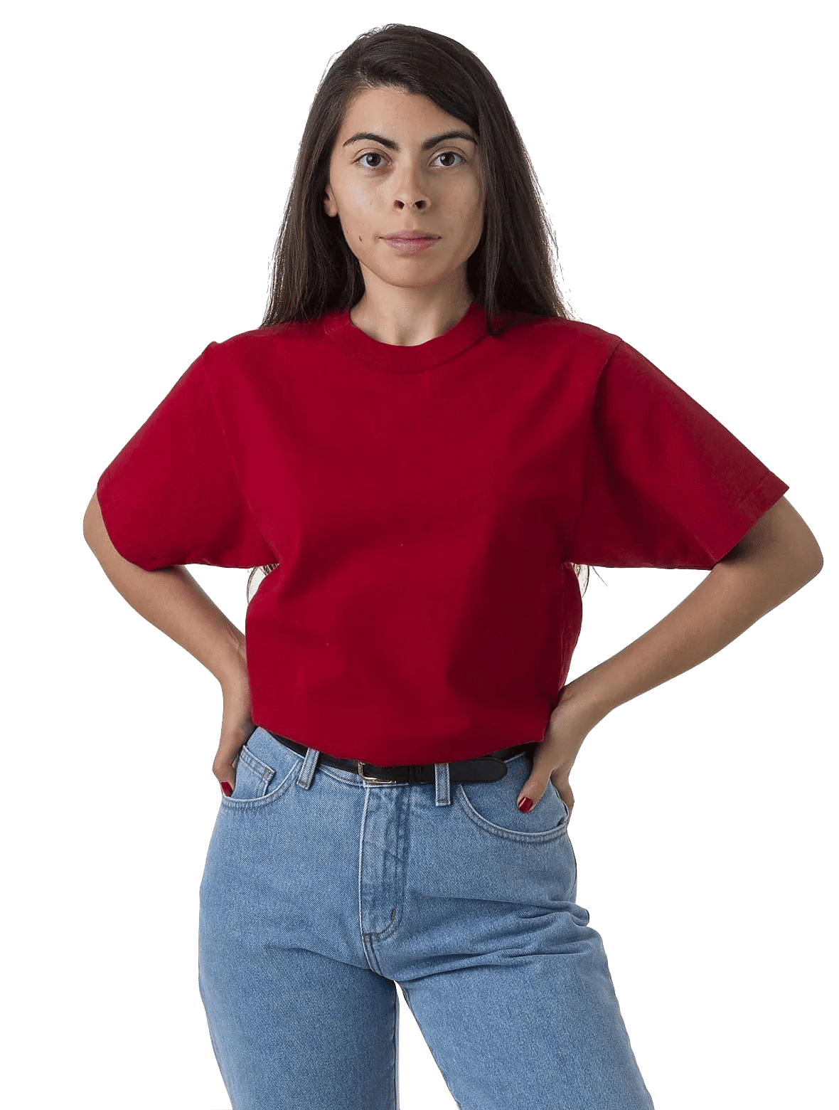 LA Apparel Heavy Jersey Tee With Binding in Dark Red