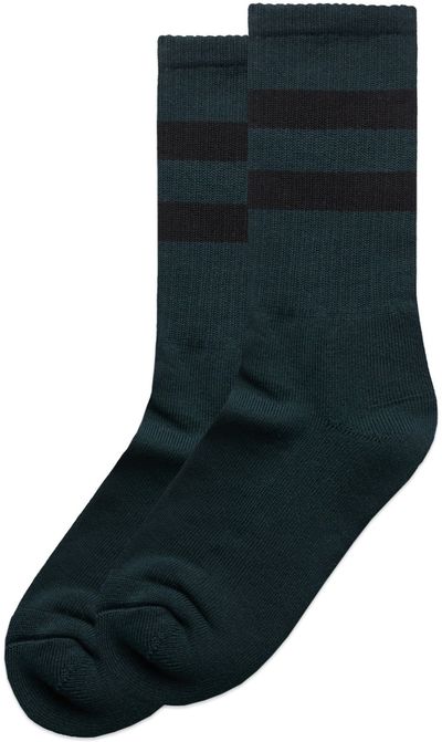 Am image of a Custom AS Colour Relax Stripe Socks in Pine Green/Black!