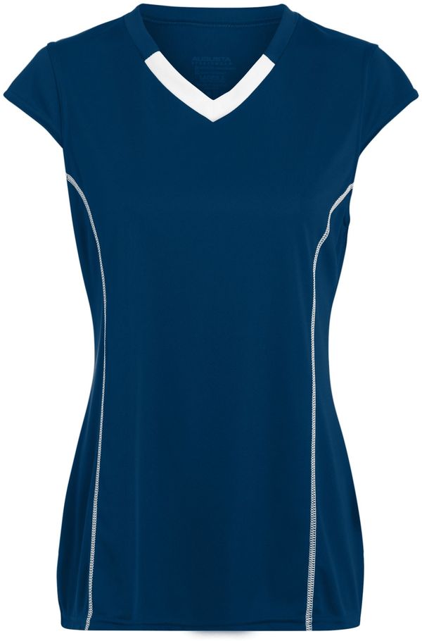 Am image of a Custom Augusta Youth Girls Blash Jersey in Navy/White!