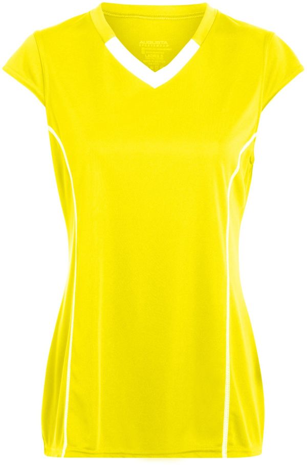 Am image of a Custom Augusta Ladies Blash Jersey in Power Yellow/White!