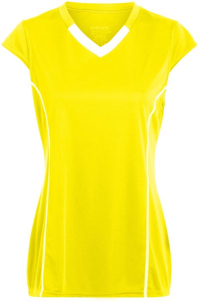 Am image of a Custom Augusta Ladies Blash Jersey in Power Yellow/White!