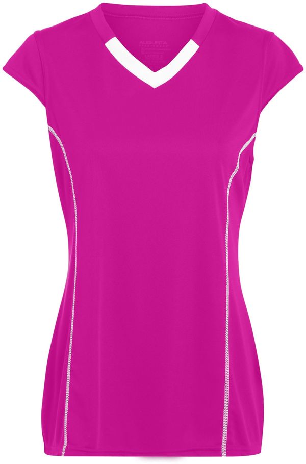 An image of a Custom Augusta Youth Girls Blash Jersey in Power Pink/White!
