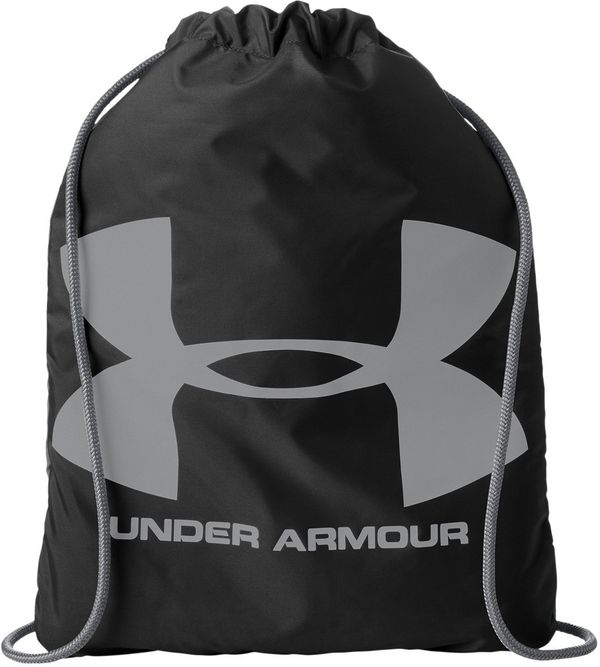 Am image of a Custom Under Armour Ozsee Sackpack in Black/Steel!