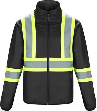 Am image of a Custom CX2 Safeguard Hi Vis Reversible Jacket in Black!