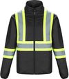 Am image of a Custom CX2 Safeguard Hi Vis Reversible Jacket in Black!