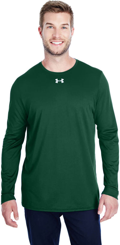Am image of a Custom Under Armour Men's Long Sleeve Locker Tee 2.0 in Forest Green!