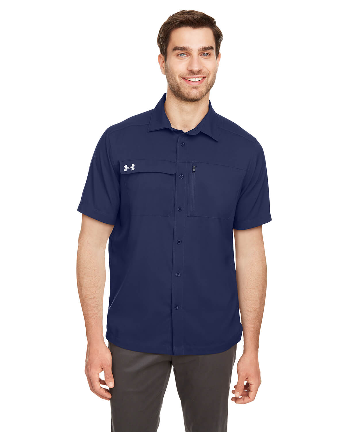 Under Armour Men's Motivate Coach Woven Shirt in Midnight Navy