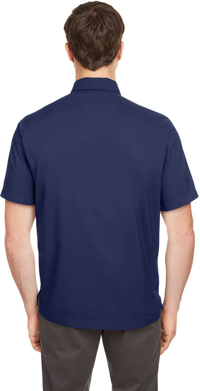Am image of a Custom Under Armour Men's Motivate Coach Woven Shirt in Midnight Navy!