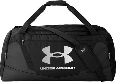Am image of a Custom Under Armour Undeniable 5.0 LG Duffle Bag in BLK/MT SLV!