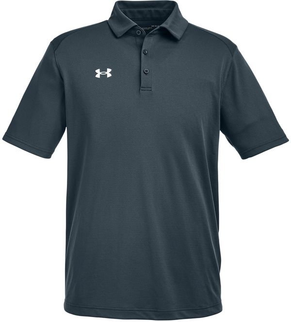 Am image of a Custom Under Armour Men's Tech™ Polo in Stealth Grey/White!