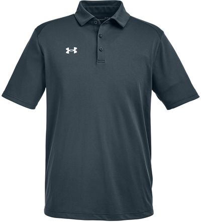 Am image of a Custom Under Armour Men's Tech™ Polo in Stealth Grey/White!