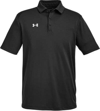 Am image of a Custom Under Armour Men's Tech™ Polo in Black/White!