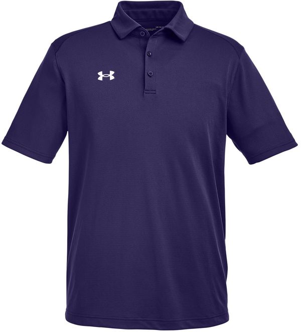 Am image of a Custom Under Armour Men's Tech™ Polo in Purple/White!