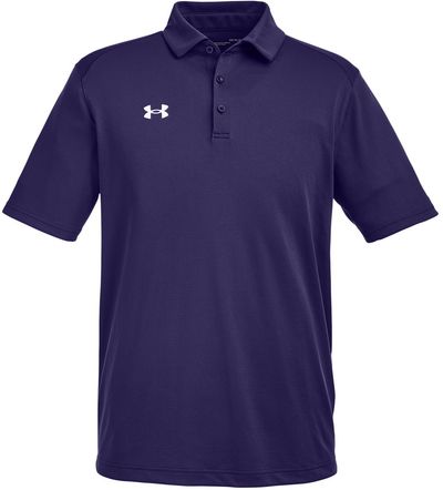 Am image of a Custom Under Armour Men's Tech™ Polo in Purple/White!