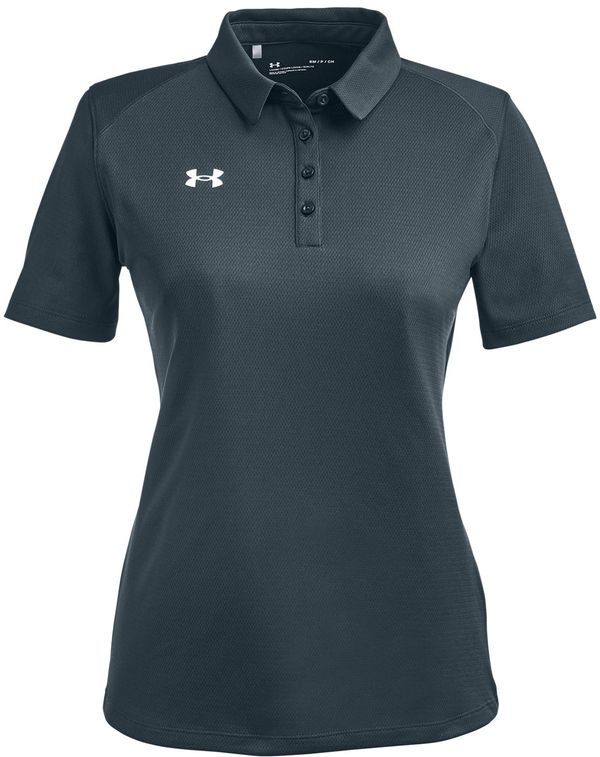 Am image of a Custom Under Armour Ladies Tech Polo in Stealth Grey/White!