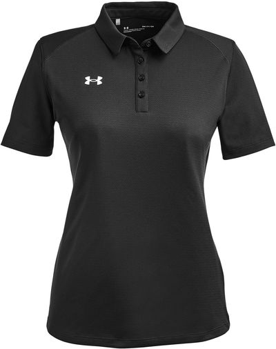 Am image of a Custom Under Armour Ladies Tech Polo in Black/White!
