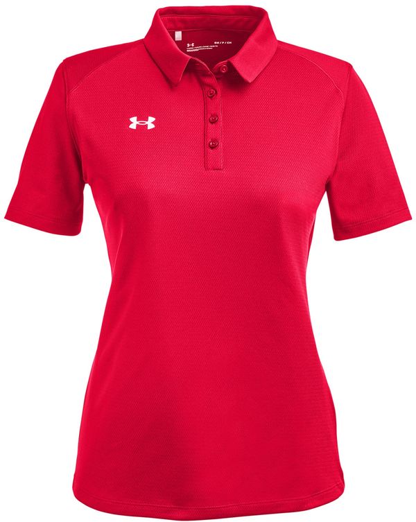 Am image of a Custom Under Armour Ladies Tech Polo in Red/White!