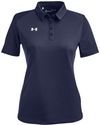 Am image of a Custom Under Armour Ladies Tech Polo in Midnight Navy/White!