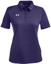 Am image of a Custom Under Armour Ladies Tech Polo in Purple/White!