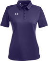 Am image of a Custom Under Armour Ladies Tech Polo in Purple/ White!