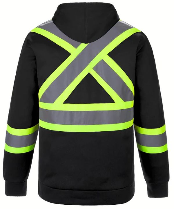 Am image of a Custom CX2 Long Haul Hi Vis Polyester Pullover Hoodie in Black!