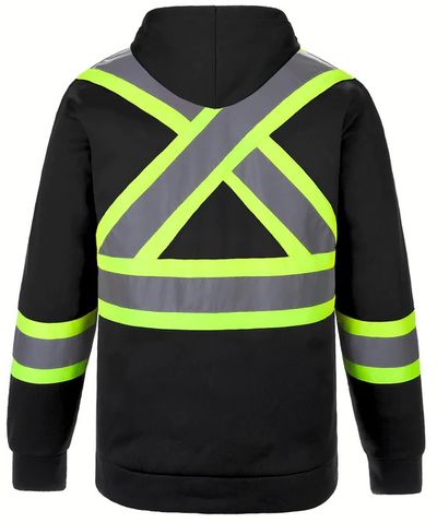 Am image of a Custom CX2 Long Haul Hi Vis Polyester Pullover Hoodie in Black!