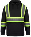 Am image of a Custom CX2 Long Haul Hi Vis Polyester Pullover Hoodie in Black!