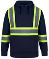 Am image of a Custom CX2 Long Haul Hi Vis Polyester Pullover Hoodie in Navy!