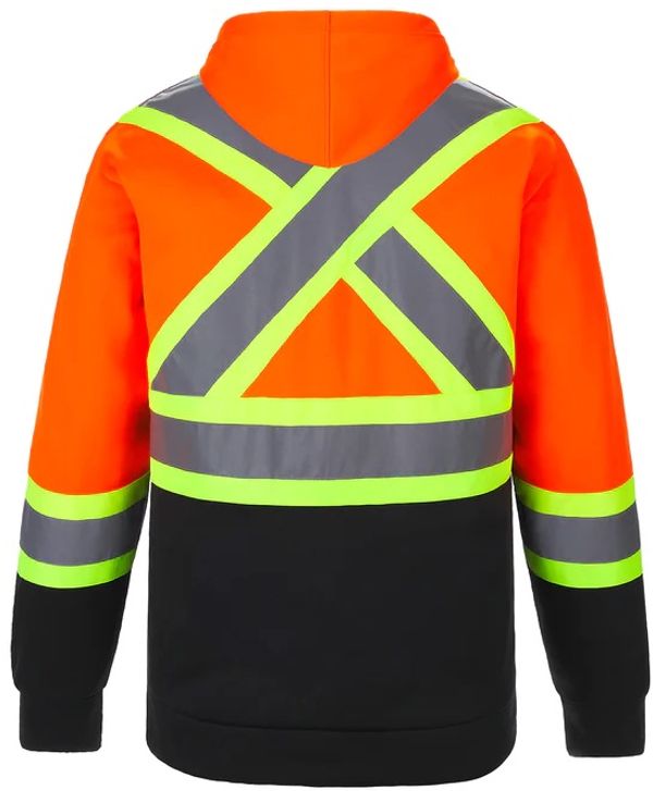 Am image of a Custom CX2 Long Haul Hi Vis Polyester Pullover Hoodie in Hi Vis Orange!
