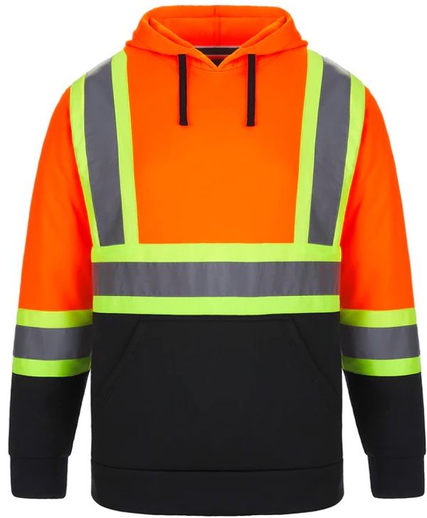 Am image of a Custom CX2 Long Haul Hi Vis Polyester Pullover Hoodie in Hi Vis Orange!