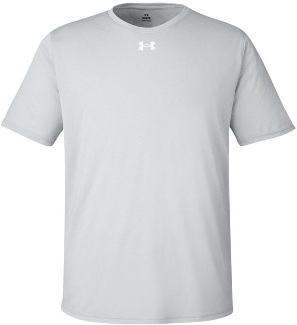 Am image of a Custom Under Armour Men's Team Tech T Shirt in Mod Grey Light Heather/ White!