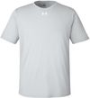 Am image of a Custom Under Armour Men's Team Tech T Shirt in Mod Grey Light Heather/ White!
