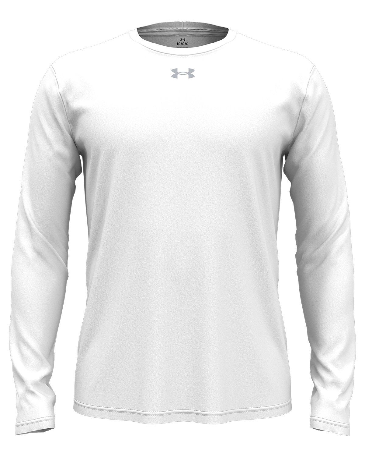 Under Armour Men's Team Tech Long Sleeve T Shirt in White/Mod Grey