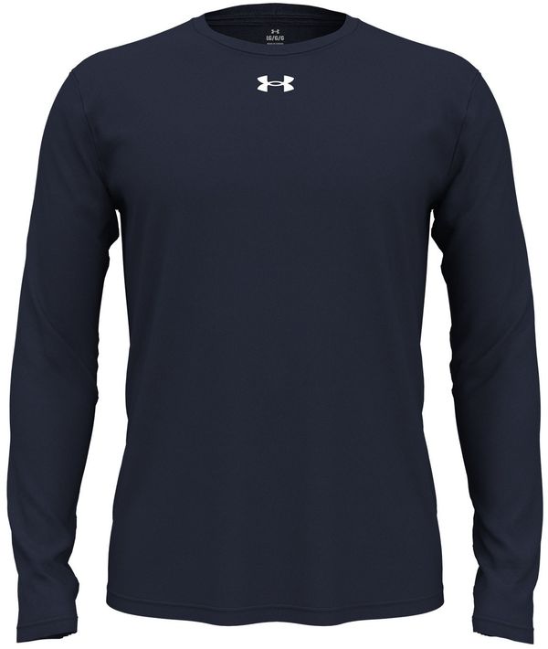Am image of a Custom Under Armour Men's Team Tech Long Sleeve T Shirt in Midnight Navy/White!