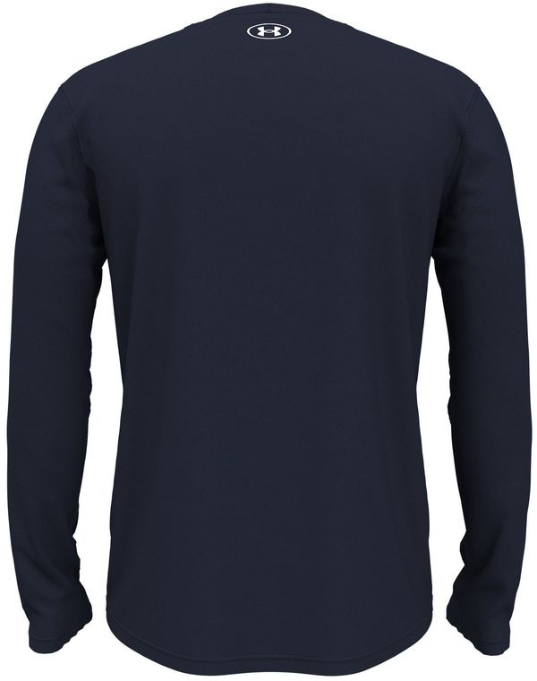Am image of a Custom Under Armour Men's Team Tech Long Sleeve T Shirt in Midnight Navy/White!