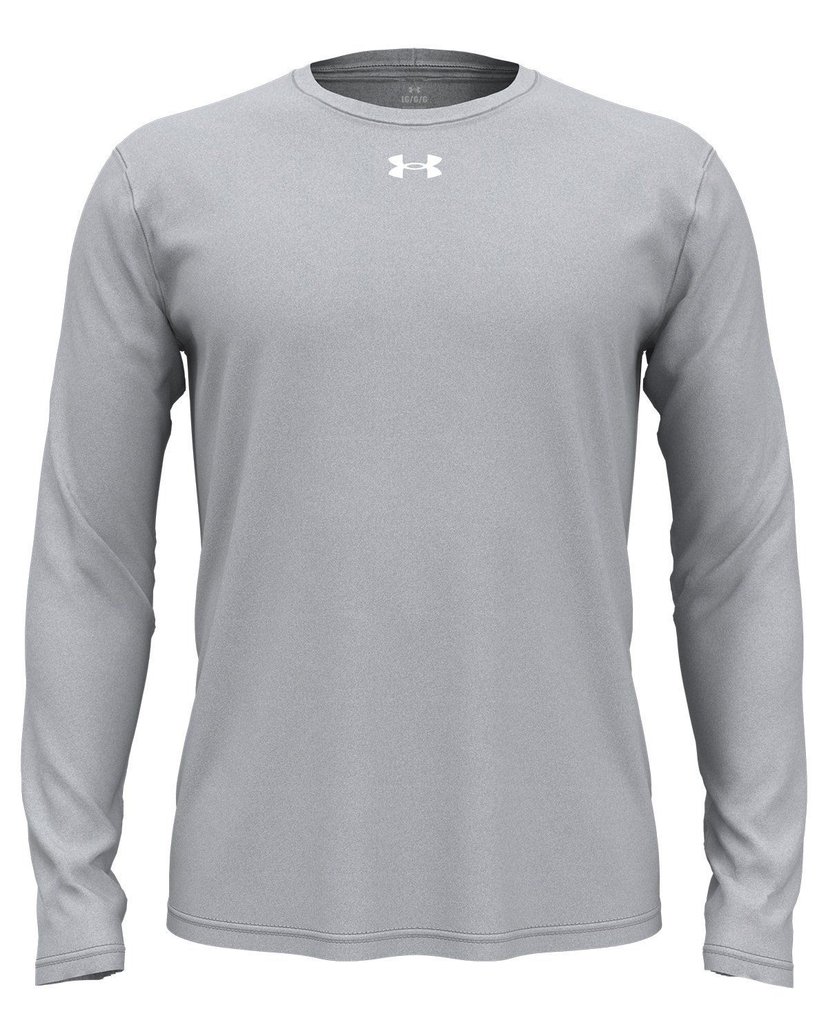 Under Armour Men's Team Tech Long Sleeve T Shirt in Mod Grey Light Heather/white