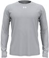 Am image of a Custom Under Armour Men's Team Tech Long Sleeve T Shirt in Mod Grey Light Heather/white!
