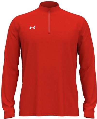 Am image of a Custom Under Armour Men's Team Tech Quarter Zip in Red!