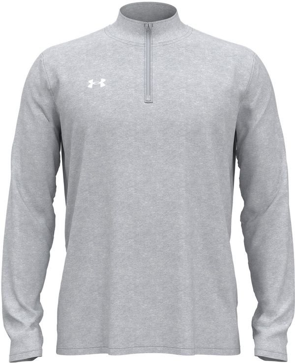 Am image of a Custom Under Armour Men's Team Tech Quarter Zip in Mod Grey Light Heather!