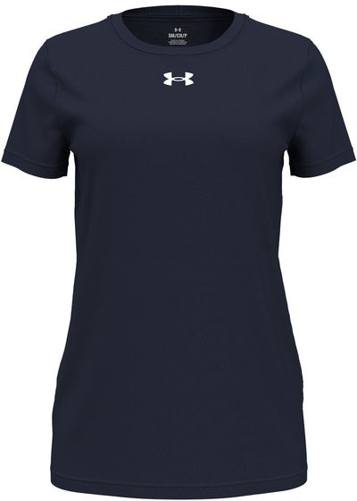 Am image of a Custom Under Armour Ladies' Team Tech T Shirt in Midnight Navy/White!