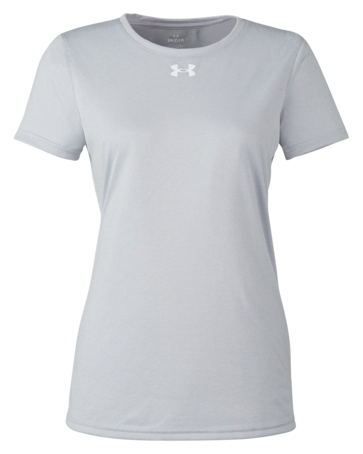 Under Armour Ladies' Team Tech T Shirt in Mod Grey Light Heather/ White