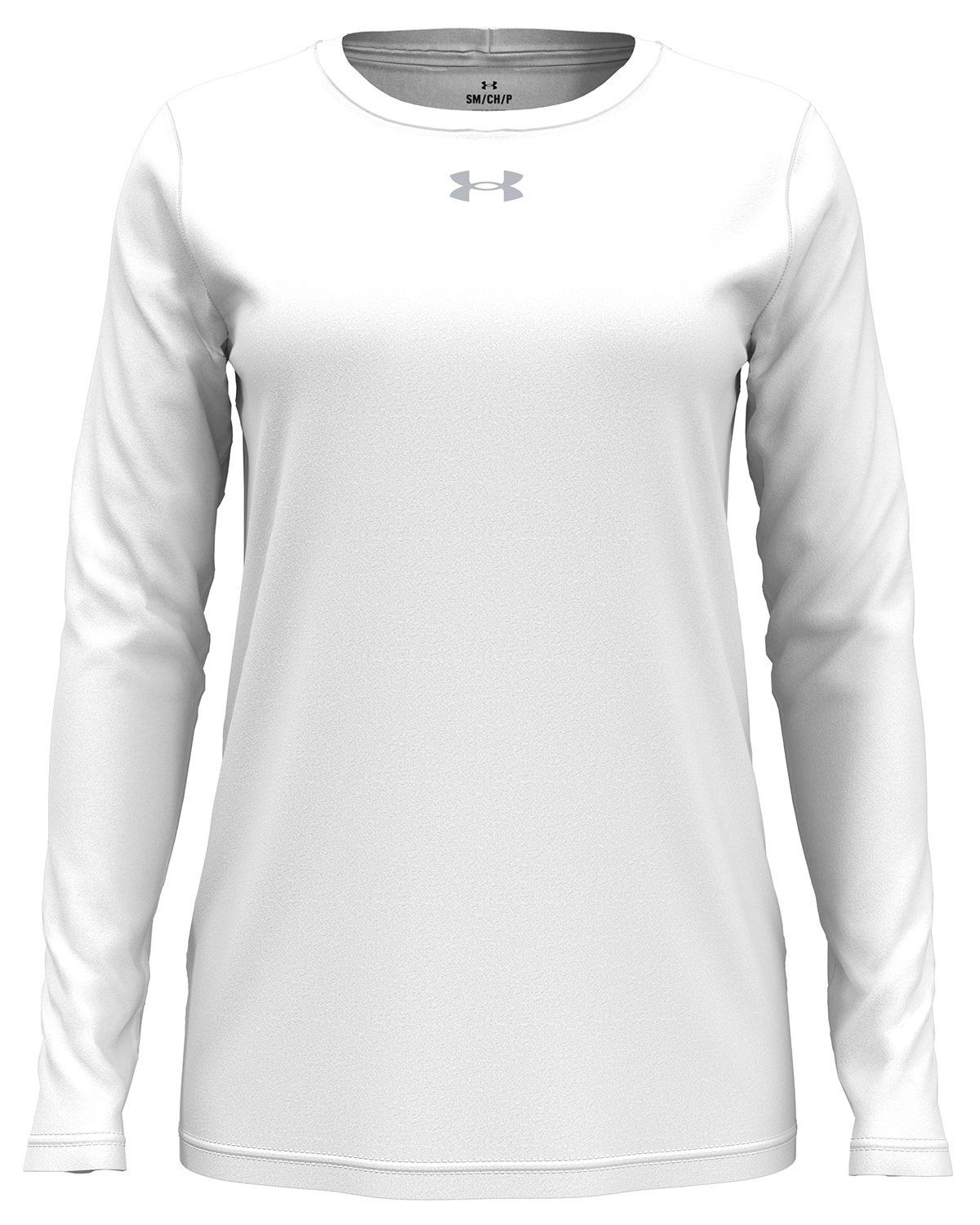 Under Armour Ladies' Team Tech Long Sleeve T Shirt in White/Mod Grey