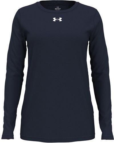 Am image of a Custom Under Armour Ladies' Team Tech Long Sleeve T Shirt in Midnight Navy/ White!