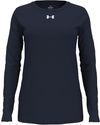 Am image of a Custom Under Armour Ladies' Team Tech Long Sleeve T Shirt in Midnight Navy/ White!