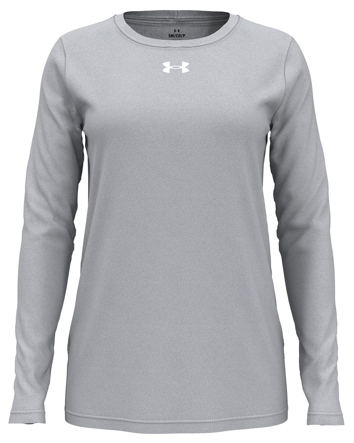 Under Armour Ladies' Team Tech Long Sleeve T Shirt in Mod Grey Light Heather/white