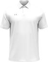 Am image of a Custom Under Armour Men's Tipped Teams Performance Polo in WHT/ MD GRY!