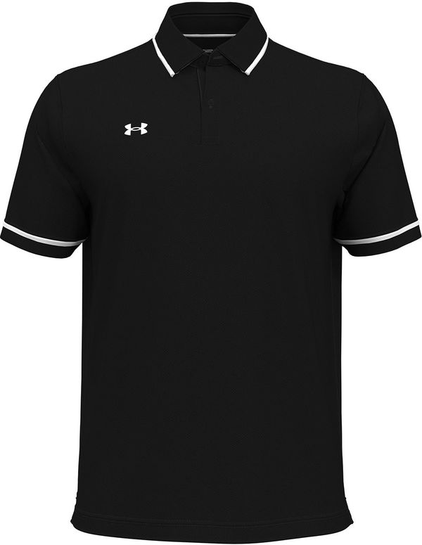 Am image of a Custom Under Armour Men's Tipped Teams Performance Polo in BLACK/ WHITE!