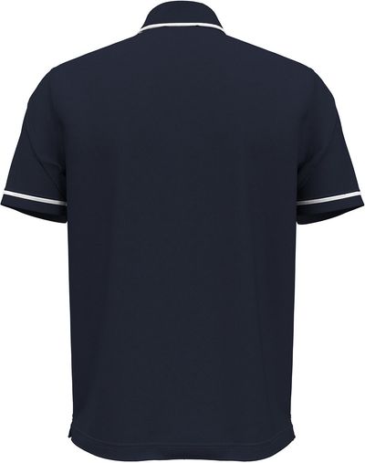 Am image of a Custom Under Armour Men's Tipped Teams Performance Polo in MID NVY/ WHT!