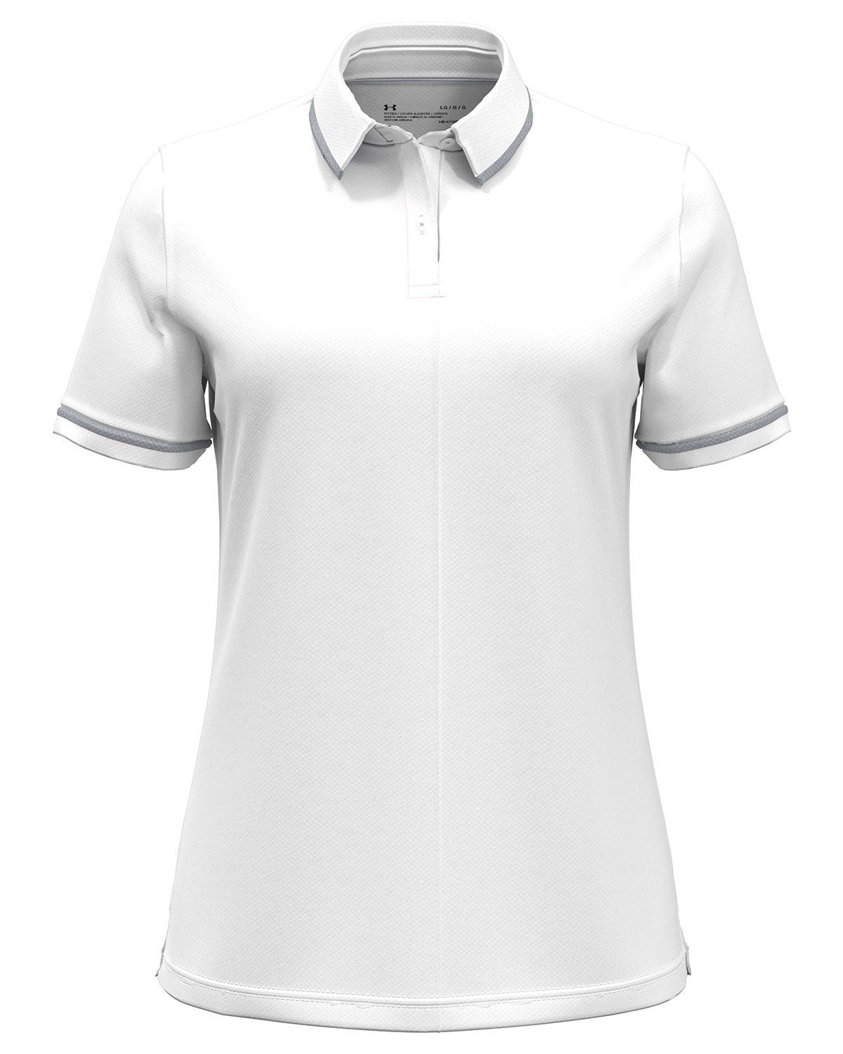 Under Armour Ladies' Tipped Teams Performance Polo in WHT/ MD GRY