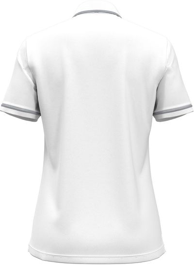 Am image of a Custom Under Armour Ladies' Tipped Teams Performance Polo in WHT/ MD GRY!